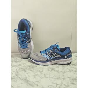 Saucony Omni 16 Everun Womens 6.5 Grey Blue Athletic Running Shoes S10370-1 EUC